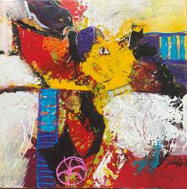 Dany LACHAUD - 906Jeux de chat 40x40 n° 906.JPG