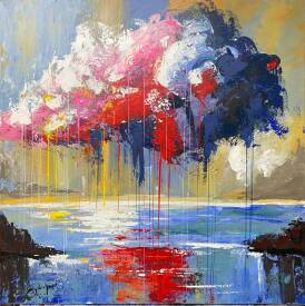 Dany LACHAUD - 878 pluie en couleurs 100x100 acrylique n° 878.JPG