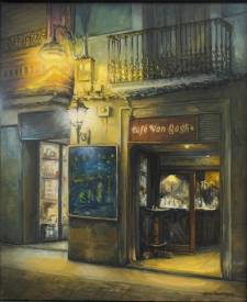 Léon LARROQUE - Café Van Gogh    Huile sur Toile    54 x 65     1850 €