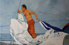 Solange LE CHEQUER - Eric Tabarly d'après une photo de Jean Guichard, 80x120cm, 212-3  21-026.jpg