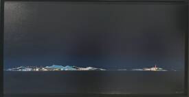 Marc LE DIZET - Horizon bleu. Acrylique, collages et encre. 50 x 100. 980 e.