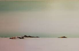 Marc LE DIZET - Horizon vert. Acrylique, collages, encre. 60x93. 980 e.