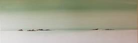 Marc LE DIZET - Horizon vert. 50x150. Acrylique, collages. 980 e.