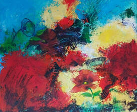 Elena LE GOUPIL - Ode aux coquelicots n°1Technique mixte Acrylique et collage chassis entoilé 55X46 - Copie.jpg