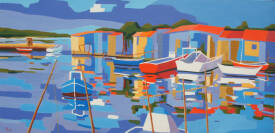 Jean Noël LE JUNTER - Sète, la Pointe Courte  huile sur toile 80x40