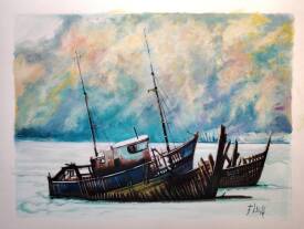 Francis LUCAS - " MEMOIRES DE BATEAUX " ACRYLIQUE