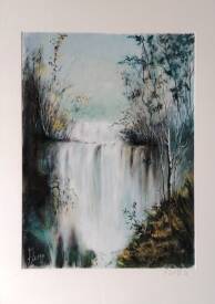 Francis LUCAS - La Grande Chute Acrylique sur papier 300 gr