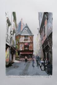 Francis LUCAS - Rue de la Monnaie à Tours 2019  Aquarelle.jpg  70 X 50 CM  VENDU
