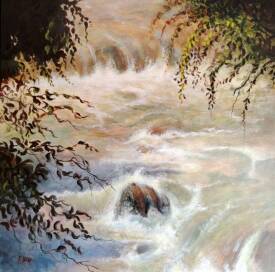 Francis LUCAS - 1 " L'IMPETUEUX  Bon Nant "  80 x 80 cm acrylique sur toile  800 €