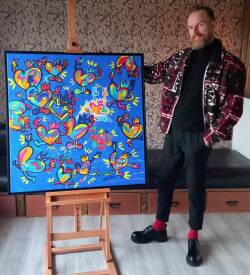  M.Koeur - M.Koeur - Double Peace Color Party - 100x100cm.jpg