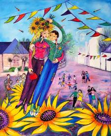 Andrée MAHÉ ROS - Fête au village-46x55