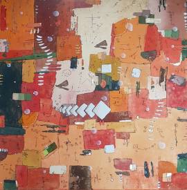 Emmanuelle Gaillard - Manou - Patchwork Vue du ciel 6 100x100 cm