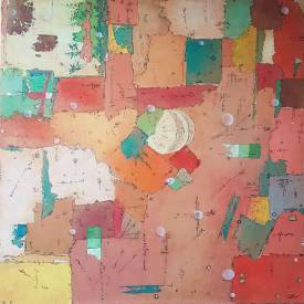 Emmanuelle Gaillard - Manou - Patchwork Vue du ciel 8  90x90 cm