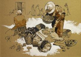 Patrick MARTIN - Dessin. L'affaire est dans le sacs. Plume et lavis. 30x40.jpg