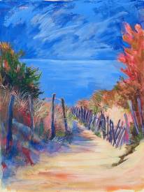 Marie-Pierre MAURER - descente à la plage acrylique sur papier toilé 50x65cm.jpg