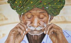 Johanna MIGEON - Le rouleur de moustaches  ( Pastel sec VENDU )