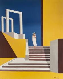Virginie Monange - L'arche peinture à Huile architecture minimaliste femme en blanc de virginie Monange.jpeg