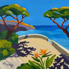 Virginie Monange - Paysage pins parasols mer huile par Virginie Monange peintre.jpeg