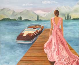 Virginie MONANGE - 2024 06 l' Escale riva drapé huile sur toile virginie monange jpg