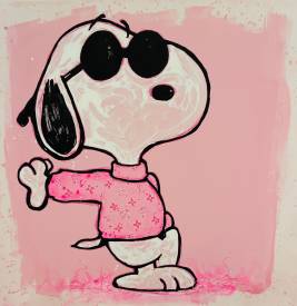 Edwige MOREL - LE PULL ROSE DE SNOOPY ! 60X60 CM.jpg