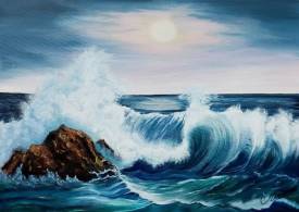 Catherine MORVAN - La grosse vague - Huile sur toile - 50/70 - Disponible