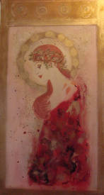Florence NAGET - Portrait de femme en rouge.