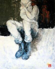 Françoise NDONGO - Les brodequins huile chassis lin 65x81.jpg