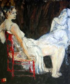 Françoise NDONGO - La chaise rouge huile chassis épais toile coton  100x120.JPG