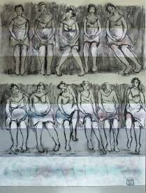 Françoise NDONGO - Onze femmes technique mixte sur chassis lin 97x130.JPG