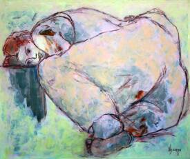 Françoise NDONGO - Recroquevillée huile chassis épais toile coton 100x120.JPG