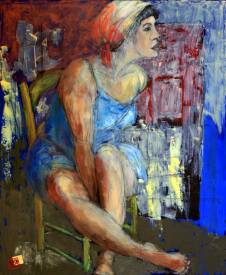 Françoise NDONGO - La chaise verte huile chassis épais  coton toile 100x120.jpg