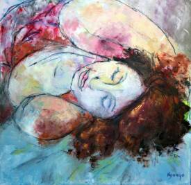 Françoise NDONGO - Rêverie huile chassis lin 100x100.jpg