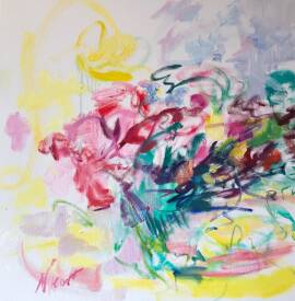 Nina NKAR - Printemps, Roses 4, 2025, huile sur toile, 80x80.jpg