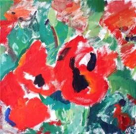Nina NKAR - Coquelicots 2013, huile sur toile, 40x40.jpg
