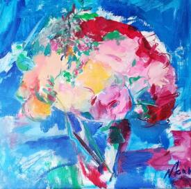 Nina NKAR - Bouquet des roses dans un vase 2020, huile sur toile, 60x60.jpg