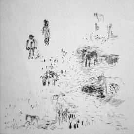Frédérique NOLET de BRAUWERE - Silhouettes dans un pré