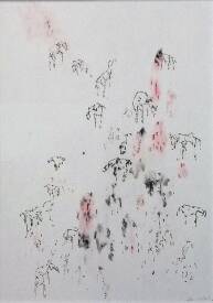 Frédérique NOLET de BRAUWERE - Chevaux et rouge 28X20.Encre. Vendu à Isabelle Laforest. 2023.JPG