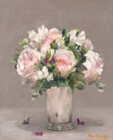 Yuichi ONO -  Bouquet de roses dans la timbale argent HST 41x33 cm 2020.jpg