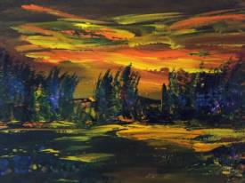 Alphonse PAPPALARDO - le vent du Crépuscule Acrylique sur papier 24x32cm