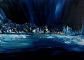Alphonse PAPPALARDO - Régate de nuit huile sur toile 100x73