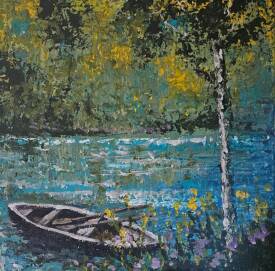Claude PARIZOT - LA BARQUE. 40X40.