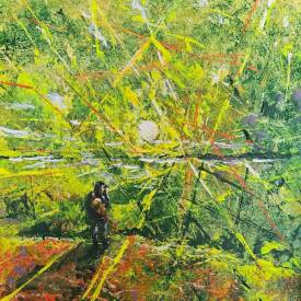 Claude PARIZOT - IL VOYAGE EN SOLITAIRE. 40X40.