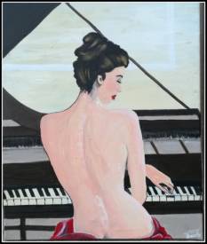  PASCALY - Jeune femme au piano.50x60cm..