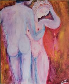  PASCALY - Daphné et Apollon. 46x38cm..