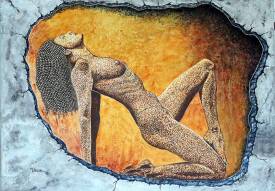 Michel PERRIER - MP-nu-pointille-Passe-muraille-65X92cm