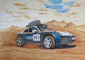 Michel PERRIER - MP-PORSCHE_Dakar-format_92X65cm