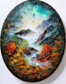 Gui PETRA - Au coeur du vallon, Acrylique sur toile ovale 40x50cm.jpg
