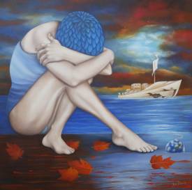 Mado POURTIN MOUSNIER - Le paradoxe ou l'art de la cécité - Huile sur toile - 80X80 - Disponible
