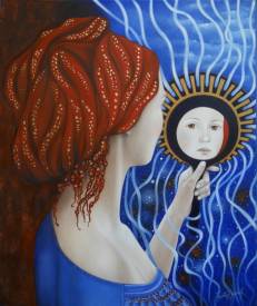 Mado POURTIN MOUSNIER - Dans le miroir de l'enfance - huile sur toile - 45X55 - Disponible