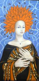 Mado POURTIN MOUSNIER - La guerrière pacifique - Huile sur toile - 40X80 - Vendue